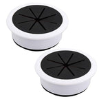 2 Pcs Desk Grommet 2-1/16" / 53 mm, Desk Hole Cover for Cables Black and White, Cable Grommet ABS Plastic, Desk Hole Grommet for Home & Office Pc, Detachable Cable Cord Organizer