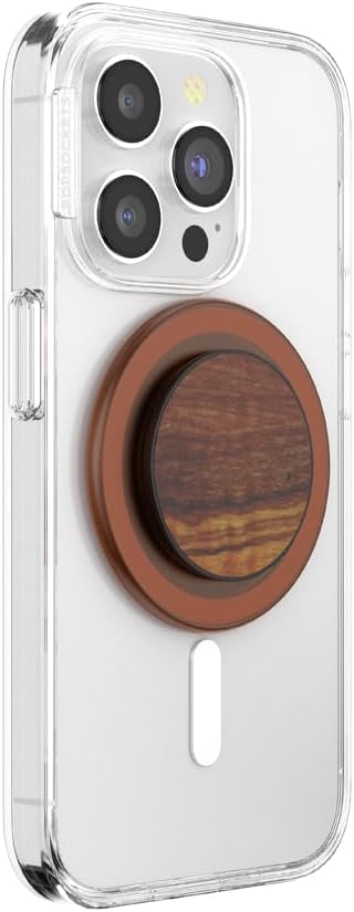 PopSockets Phone Grip for MagSafe with Kickstand, Magnetic Stand, Swappable Top, Secure Hold for iPhone MagSafe Cases, Phone & Tablet Grip - Wood Res-Olive Wood