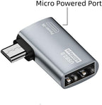 Powered Left & Right Angle USB 2.0 Micro Male to USB Female Host OTG Adapter for Samsung, Firestick，PS Classic，SNES Mini,NES/SNES Classic,Chromecast and More Smartphone or Tablet (2 Pack)