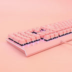 i-rocks K75M Mechanical Keyboard - 104 Keys - with Cherry MX Brown Switches, PBT Keycaps, Backlit LED Light and Shortcut Keys - Programmable Light & Macro Recorder (Pink)