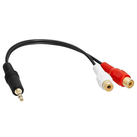 Cmple - [5 Pack 3.5mm Mini Plug to 2 RCA Jack Gold Plated Y Adapter, 3.5mm Male to 2 RCA Female Jack Stereo Audio Cable