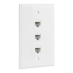 Ethernet Wall Plate, 3 Port Cat6 Female to Female Wall Jack Network RJ45 Keystone wall Outlet