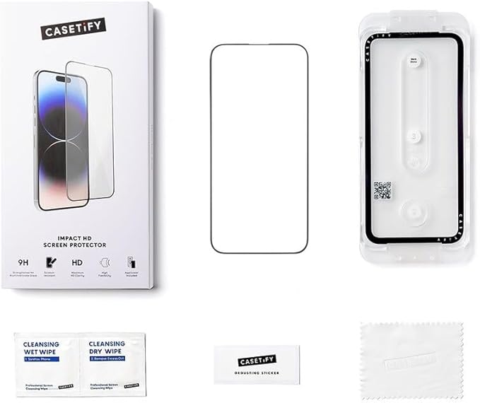 CASETiFY Impact HD Screen Protector [Strengthened 9H aluminosilicate Glass, applicator Included] for iPhone 15 Plus