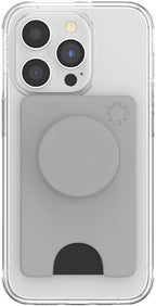 PopSockets Phone Wallet with Expanding Kickstand, Phone Card Holder - Tech Grey