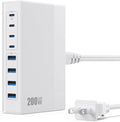 200W USB C Charger Block, 8-in-1 GaN USB C Charger Fast Charging Station Hub, PD 65W Laptop Adapter for MacBook Pro/Air/Dell XPS/iPhone 16/15/14/iPad/Galaxy S24 (White)