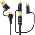 USB C to Multi Charging Cable, USAMS 100W 4FT 5A Type C to Type C Fast Charger Charging Cord with LED Display 5-in-1 C/A to C/Micro/IP Sync Charger Adapter Compatible for Laptop/Tablet/Phone
