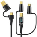 USB C to Multi Charging Cable, USAMS 100W 4FT 5A Type C to Type C Fast Charger Charging Cord with LED Display 5-in-1 C/A to C/Micro/IP Sync Charger Adapter Compatible for Laptop/Tablet/Phone