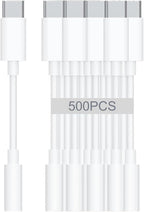 USB-C to 3.5mm Audio Headphone Adapter - HiFi 500 Pack Compatible with Apple iPhone 16 15 Samsung Galaxy S25 S24 S23 S22 S21 Plus Pro Max Ultra Pixel iPad - Type C to Aux Cord Jack Dongle Adapter