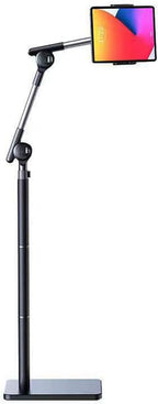 Tablet Floor Stand Holder, 360 Degree Rotating with Height Adjustable Stand Compatible with 4.7"-13" Phone/Tablet, Kindle, 63" Phone Stand, Aluminum Alloy, for Bed,Sofa,Desk.Black