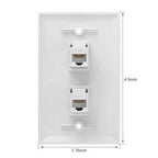 Ethernet Wall Plate, 2 Port Cat 6 RJ45 Keystone Female to Female Wall Plate Compatible with Cat7/6/6e/5/5e Ethernet Devices