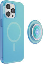 PopSockets iPhone 15 Pro Max Case with Phone Grip and Slide Compatible with MagSafe, Phone Case for iPhone 15 Pro Max, Wireless Charging Compatible - Opalescent Blue