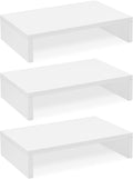 TEAMIX Monitor Stand Riser-3 Packs,Wood 3 Tiers Adjustable Monitor Stand Dual Monitor Riser for 2 Monitors/Laptop/PC Computer Stand for Desk (White, 3 PCS)