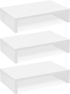 TEAMIX Monitor Stand Riser-3 Packs,Wood 3 Tiers Adjustable Monitor Stand Dual Monitor Riser for 2 Monitors/Laptop/PC Computer Stand for Desk (White, 3 PCS)