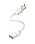 VCZHS Tech USB Extension Cable White 1ft, USB 3.0 Extender for High-Speed Data Transfer & Fast Charging, Durable & Flexible for Mouse, Keyboard, Printer, Flash Drive, Webcam, and More