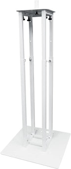 Rockville RTP33-TV Pro White Totem Stand 220 lbs DJ Speaker/Lighting/TV Mount, Detachable TV Mount, Adjustable 39-69 inch Height, Black/White Scrims, for DJs and Event Planners