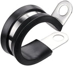 LOKMAN 20 Pack 3/8 Inch Stainless Steel Cable Clamp, Rubber Cushioned Insulated Clamp, Conduit Wire Holder Strap Clips for Tube, Pipe, Cord Installation