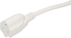 2 Way Power Splitter, 3 Prong 1 to 2 Extension Cord Splitter, 1.4' Short Extension Cord Indoor Cable Strip Outlet Saver, SJT 16AWG for Halloween Lights, Christmas Decorations, Computer, White, 1.4FT