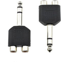 Hahiyo 3 M-2x6.35 RCA F-TRS Stereo Plug Interconnect Audio One Male 6.35mm(1/4 inch) and Two Females 3mm(1/8Inch) Adapter Splitter Good Signal Sound Snap Tight Not Wobble for Guitar Black 2pcs