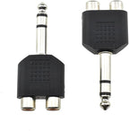 Hahiyo 3 M-2x6.35 RCA F-TRS Stereo Plug Interconnect Audio One Male 6.35mm(1/4 inch) and Two Females 3mm(1/8Inch) Adapter Splitter Good Signal Sound Snap Tight Not Wobble for Guitar Black 2pcs