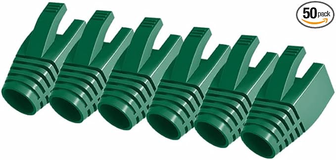 50 Pcs Cat7 Cat7A Cat8 Strain Relief Boot, RJ45 Plug Connector Cover Modular Network Plug Connector Cap Cable Connector Boots, Green