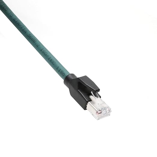 Alvin's Cables M12 X-Code 8 Pin Male to RJ45 Ethernet Cable for Cognex Keyence Camera, High-Flex Cat6a Cable for Industrial Automation, Fieldbus Module, Robotics, Right Angle 6.6ft/2m Green