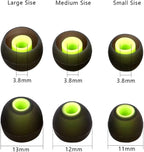 Earbuds Replacement Tips Silicone Earbud Tips Ear Gels Fit for Inner Hole from 3.8mm - 5.1mm Earphones 9 Pairs S/M/L Black-Green