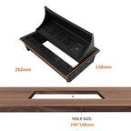ZESHAN Brush Cable Cubby Connectivity Box Conference Table Power Box with Power Socket, USB and Type C Charger, Black