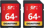 GIGASTONE 64GB SD Card 2-Pack UHS-I U1 Class 10 SDXC Memory Card High Speed Full HD Video Canon Olympus Digital Camera with 2 mini Cases