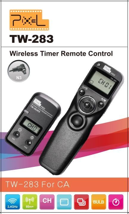 Pixel Timer Shutter Release TW283-N3 Wireless Remote Control Compatible with Canon 5D Mark-III/Mark-IV 5D R5 R5C 10D 1DX 1DC 1DS 1D 5DS 5DSR 20D 6D 7D Mark-II 7D 50D 40D 30D D60 D30 D2000