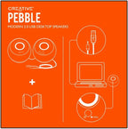 Creative Pebble 2.0 USB-Powered Desktop Speakers with Far-Field Drivers and Passive Radiators for PCs and Laptops (White)