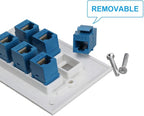 Cat 6 Ethernet Wall Plate 6 Port,Ethernet Wall Plate Female-Female Removable Compatible with Cat7/6/6e/5/5e Ethernet Devices -Blue