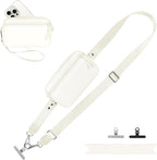 Clip and Go Strap for Phone with Wallet Crossbody, Adjustable Phone Lanyard with Detachable RFID Wristlet Wallet, Cream (L)