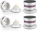 Tertullus 4 Pcs Aluminum Speaker Spike+Speaker Isolation Feet Top Pad Turntable Isolation Feet for Amplifier Speaker Turntable Player Subwoofer Silver