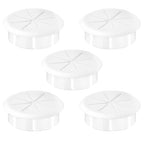 2-3/8" White Desk Grommet, JTemgle Flexible Cable Grommet Rubber Cable Hole Cover Wire Organizer Caps Desktop Cord Management for Home Office TV Stands Tabletops, 5 Pieces