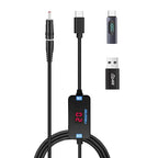 FARSENSE USB C to DC Adapter,Barrel PD Trigger Cable(3.3ft) with Type C Male to Femal/USB A to USB C/3.5x1.35mm Tips/,USB to DC Power Cable can Switching and LED Display Voltage
