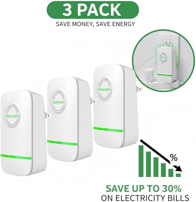 Elon-musk's Electricity Saving Box Stop Watt Stopwatt Energy Saving Device Save Energy Saving Device Energy Saving Power Strip for Home Office US Plug 90v-250v 30kw Rated Green (3PCS)