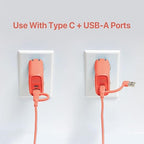 BLACK+DECKER USB C Multi Charging Cable, Fast Multi Charger Cable w/Adapter, Braided 2 in 1 Multiple USB Cable, Universal Charging Cord w/Type C/USB Adapter for iPhone 16 15/Samsung/LG/Tablets/More