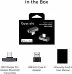QCC Dongle Pro USB-C Bluetooth Adapter, Bluetooth 5.4 Audio Adapter with LDAC,aptX Lossless&aptX-Adaptive,Low Latency Wireless Lossless Transmitter to Connect Wireless Headphones & Earbuds