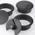 TuTuYa 6PCS Desk Grommet, Desk Cable Grommet 80mm (3-1/6inch) Black Desk Cable Hole Covers with Hole Saw, Ideal Solution for Office and Home Table Cable (Black, 3-1/6inch)
