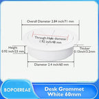 Desk Grommet 2-3/8" (60 mm), Desk Hole Cover for Cables White, Cable Grommet ABS Plastic, Desk Hole Grommet for Office and Home Table Cable, Detachable & Flexible Cable Cord Organizer-2 Pcs