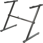 Stage Rocker Z-Style Keyboard Stand, Adjustable Width for 61/88 Key Keyboards, Sturdy & Durable Digital Piano Stand, Easy Storage, Sleek Black.