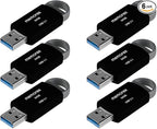 64GB Memorex USB 3.1 Flash Drive – Transfer Speeds Up to 10x Faster Than USB 2.0, Latest USB 3.1 Gen 1 Technology, Lightweight Design, for Daily File Management, Type-A Connector, 6-Pack