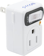 SYCON Adapter Outlet Extender with Night Light, Wall Outlet with Switch on off, Outlet Splitter with 2 Outlets