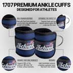 Schiek Sports 1707 Ankle Cuffs - Ideal for Glute Kickbacks and Cable Machine Workouts - Durable and Built To Last