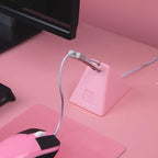 Hotline Games Mouse Bungee Mouse Cord Clip Cord Management System Fixer Holder for Esports FPS Game (3.0 Pink)