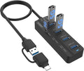 Onten USB C Hub,7 Ports USB3.0 to USB-C HUB with a USB C to USB 3.0 Adapter. 3.2ft Cable 4*USB3.0 Ports,3*USB C Ports forThunderbolt 3/4 MacBook Surface Pro and More USB/USB C Devices