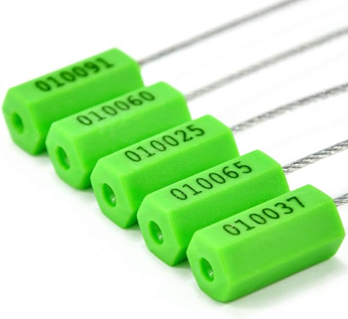 Leadseals(R) 500 Anti-Tamper Proof Security Cable Seals Disposable Self-Locking Padlock Shipping Security Tags Numbered(Pack of 500 PCS) (Green)