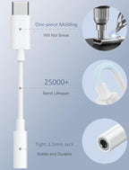 USB-C to 3.5mm Audio Headphone Adapter - HiFi 1000 Pack Compatible with Apple iPhone 16 15 Samsung Galaxy S25 S24 S23 S22 S21 Plus Pro Max Ultra Pixel iPad - Type C to Aux Cord Jack Dongle Adapter