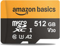 Amazon Basics 512GB microSDXC Card with Adapter, Read Speed Up to 200MB/s, 1-Pack