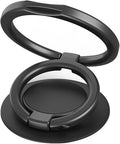 Phone Grip, Phone Ring Holder Finger Kickstand, Foldable & Adjustable Metal Cell Phone Rings Gripper Stand Work with Magnetic Car Mount for iPhone Samsung &Other Phones - Black